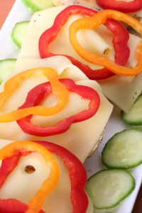 jarlsberg smorrebrod with peppers