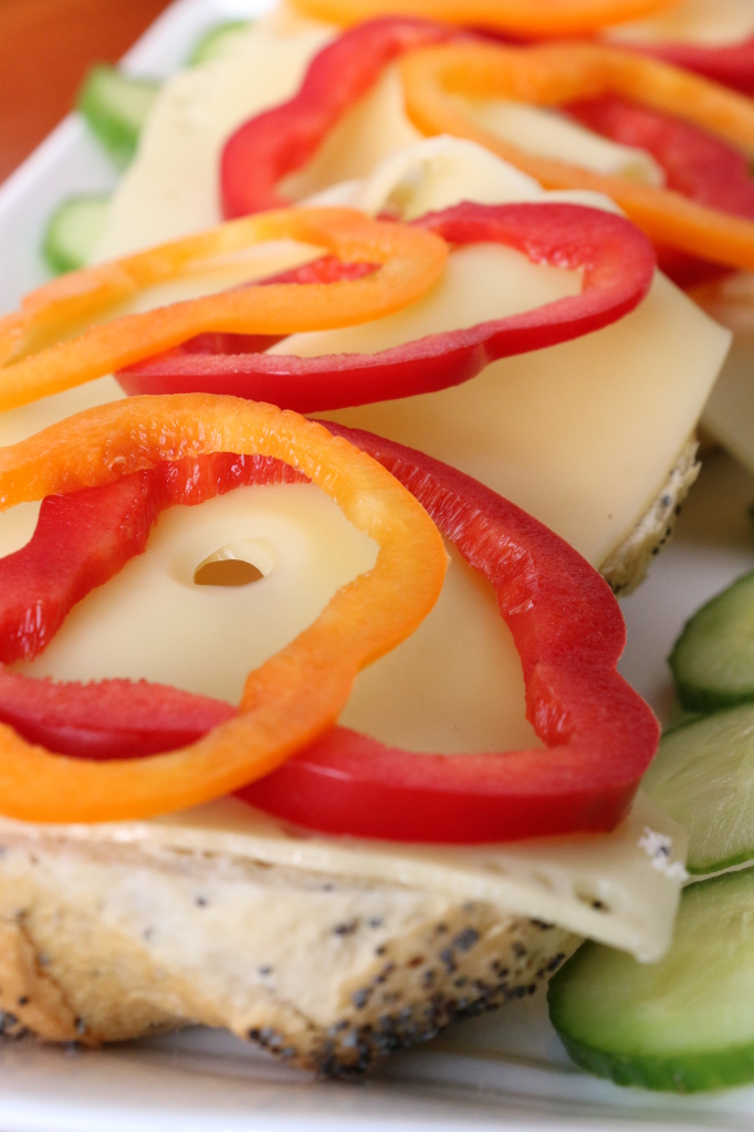 jarlsberg smorrebrod with peppers