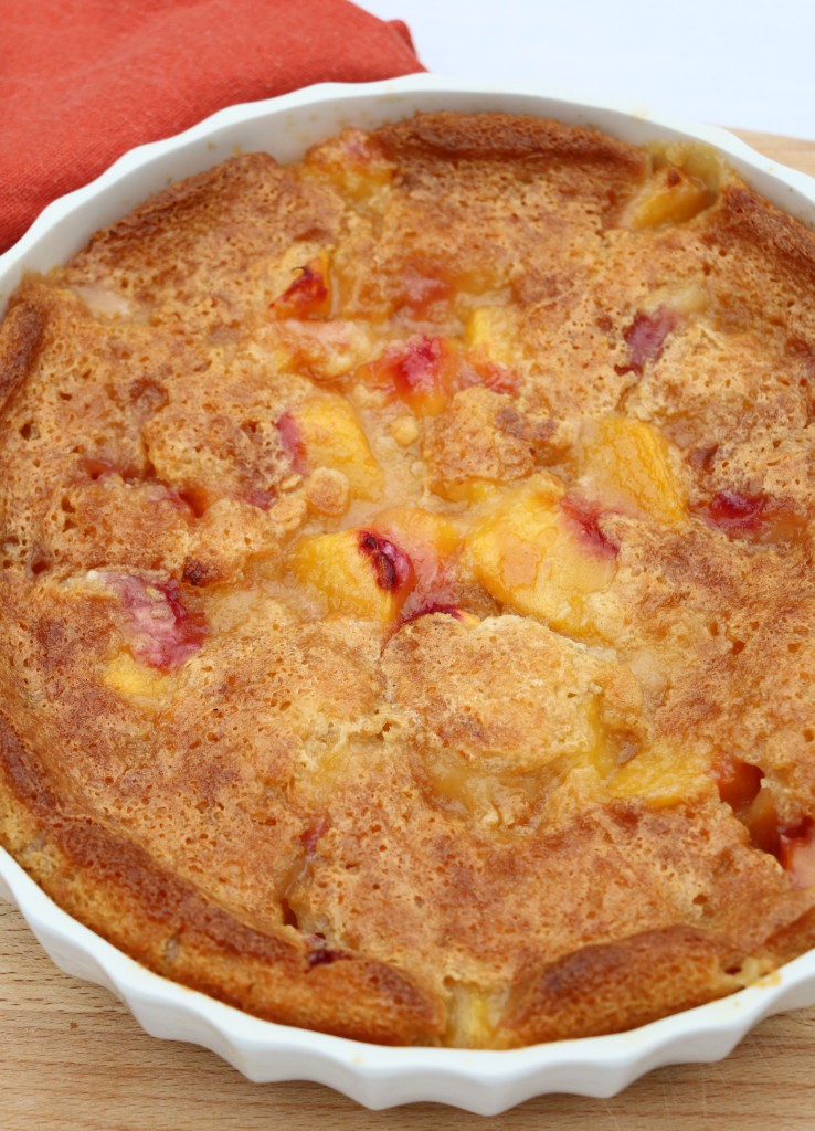 Batter-style peach cobbler