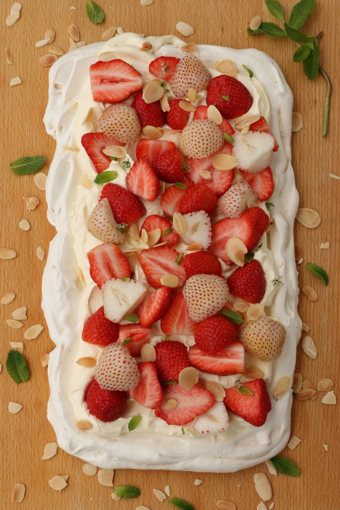 Strawberry Pineberry Mint Pavlova