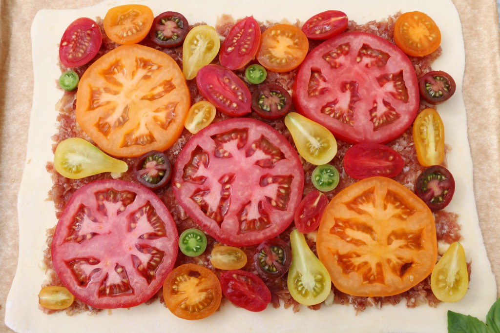 Crumbs on the Table Tomato Proscuitto Tart before baking