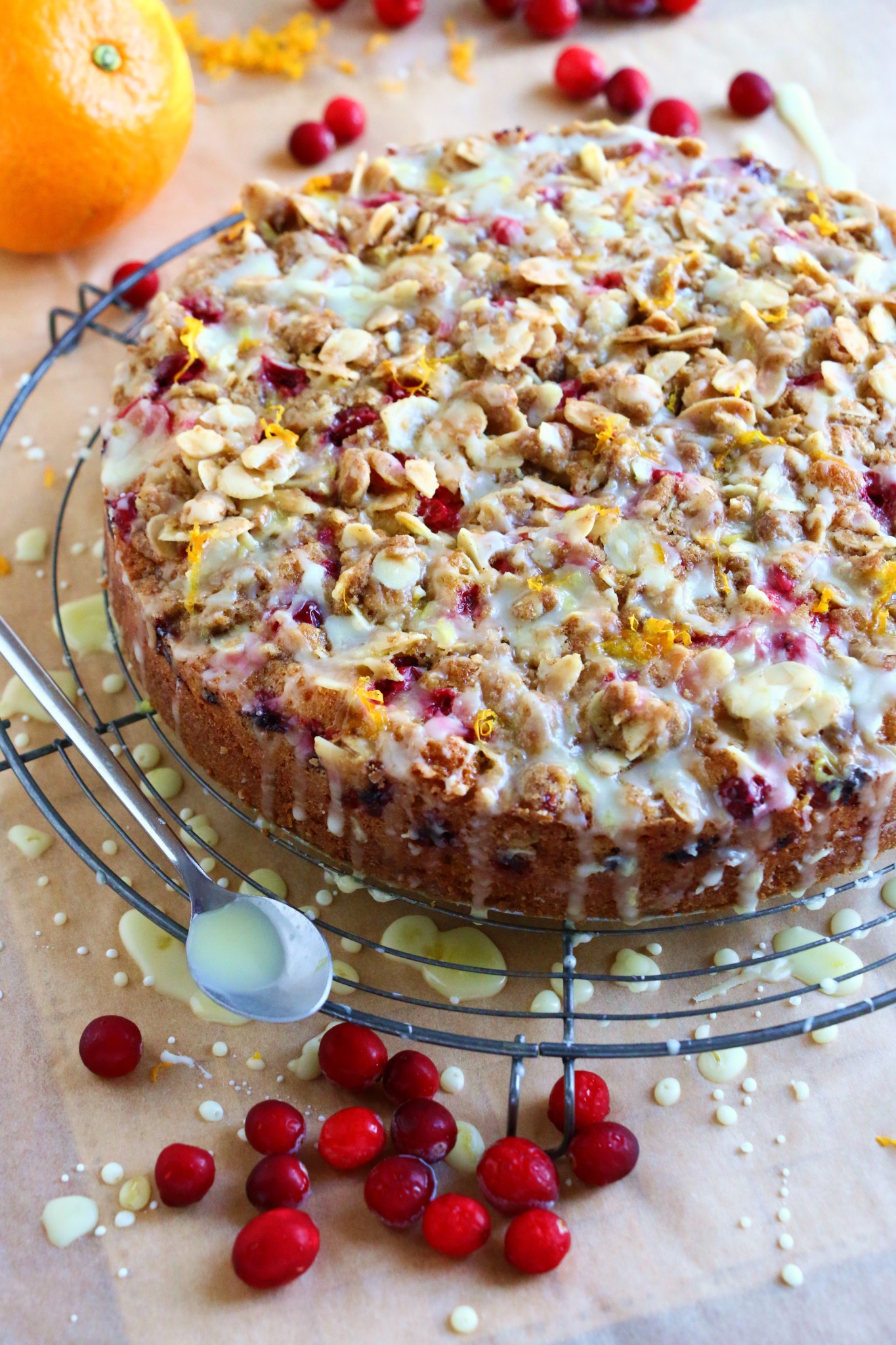 Cranberry and orange streusel cake - Crumbs on the Table